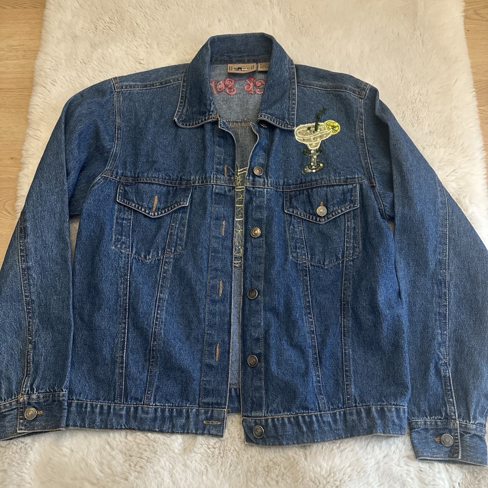 Don't Mess With Texas Denim‎ Giddy-Up or Go Home Sequined Jacket Size  S
